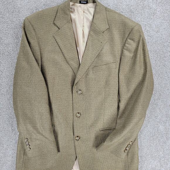 Oscar De La Renta Silk Wool Sport Coat Mens 42R Tan Gold Weave Three Button - Picture 6 of 13